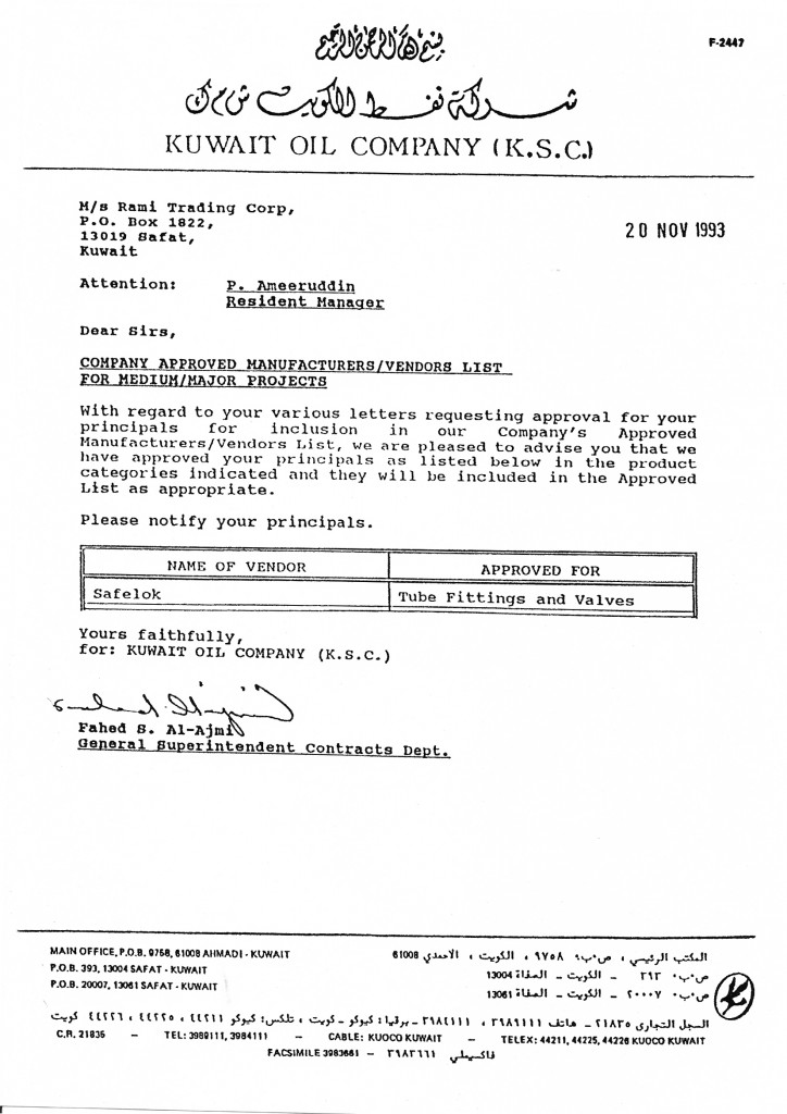 Accreditations & Approvals Safelok